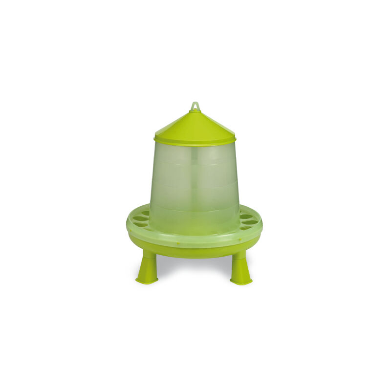 Mangeoire Volailles En Plastique Gamme Eco 8kg Avec Pieds Verte - Gaun