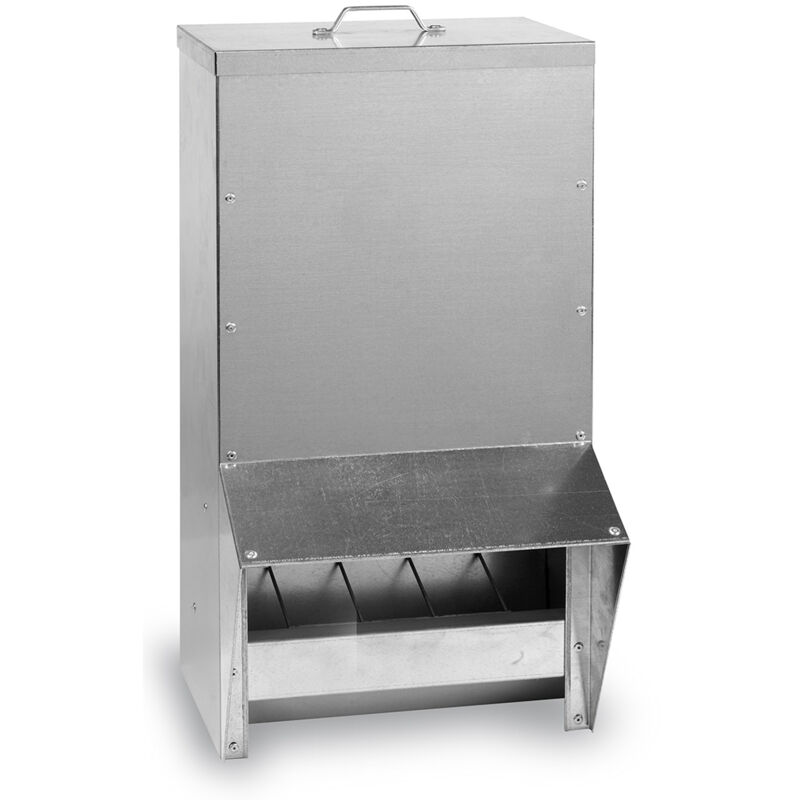 Mangeoire À Trémie Volailles Métal Avec Protection Anti-pluie Bordeaux 40l - Gaun