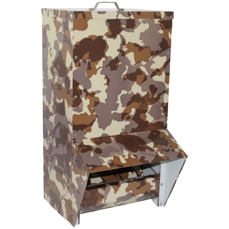 Mangeoire À Trémie Volailles Métal Avec Protection Anti-pluie Bordeaux 20l Camouflage - Gaun