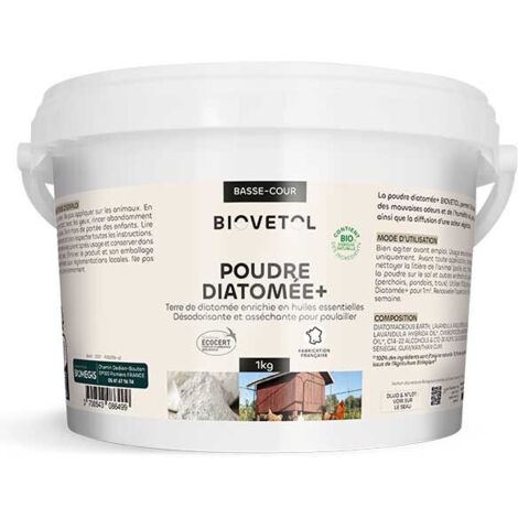 Terre De Diatomée Volailles Enrichie En Huiles Essentielles Diatomée+ 1kg - Biovetol (1/2)