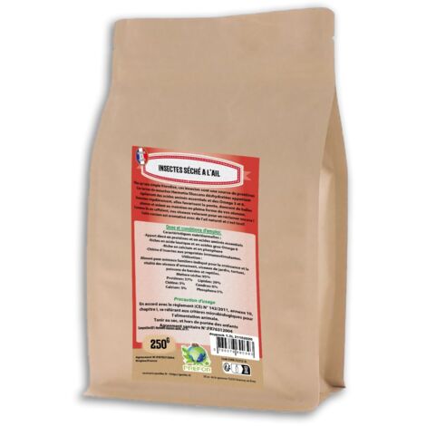Insectes Séchés À Picorer Pour Volailles Larves De Mouche Soldat À L'ail Doypack 250g - Prefor