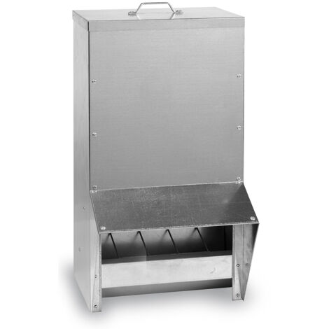 Mangeoire À Trémie Volailles Métal Avec Protection Anti-pluie Bordeaux 40l - Gaun