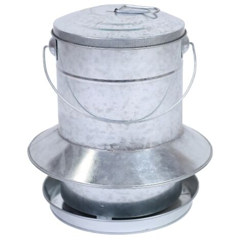 Mangeoire À Trémie Volailles Métal Galvanisé Avec Protection Anti-pluie 9kg - Gaun
