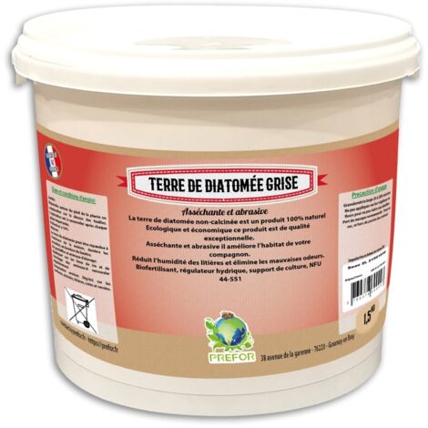 Terre de diatomée grise non-calcinée – Anti-parasitaire pour animaux – Seau 1,5kg pour application directe sur plumage et environnement – Chemin Des Poulaillers