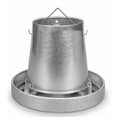 Mangeoire poule galvanisée 5kg – Conception anti-gaspillage – Compatible avec couvercle conique et anneau – Pour poulailler et basse-cour – Gaun