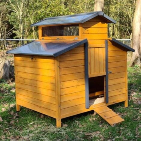 Poulailler Farmer Xl 6 À 10 Poules Bois Fsc Toit Tôle Ouvrant