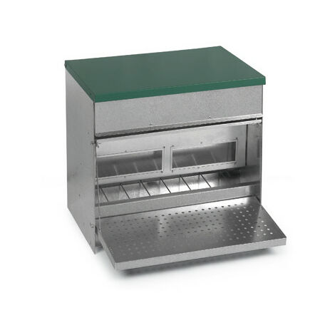 Mangeoire à trémie anti nuisibles 20kg – Système à pédale pour volailles – Tôle résistante – Distribution continue des aliments – Gaun
