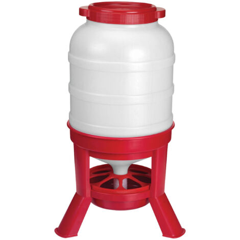 Mangeoire à siphon sur pieds 40 kg – Abreuvoir pour basse-cour – Acier galvanisé – Résistant aux intempéries – Pour poulailler et volaille – Gaun