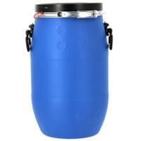 Poulailler Direct – Bidon plastique 30L pour stockage alimentaire – PEHD opaque – Étanche et résistant aux nuisibles – Couvercle avec cerclage en métal
