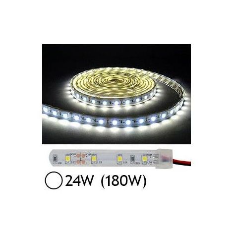 Bandeau LED 24W (180W) 12V IP67 (gaine silicone) Blanc jour