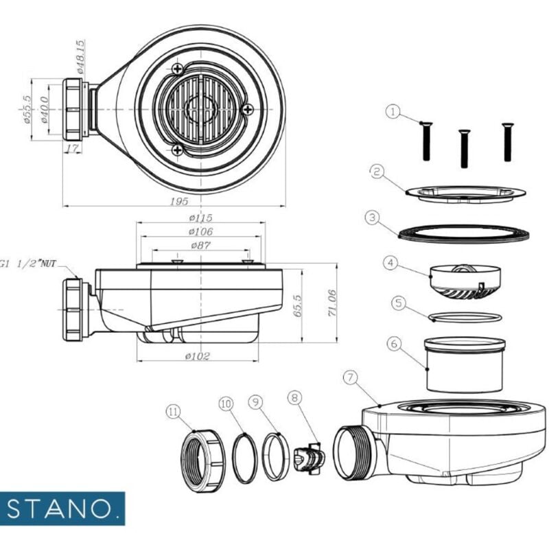 Bonde sans capot pour receveur 90mm Ideal Standard - Vidage de dou