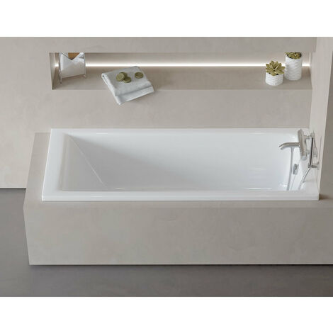 Sanycces – Baignoire rectangulaire encastrable 180x80 cm – Acrylique blanc brillant – Pour salle de bain élégante – 223 litres (1/5)