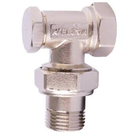 T de raccordement en laiton plaqué nickel pour radiateur et sèche-serviettes (1/4)