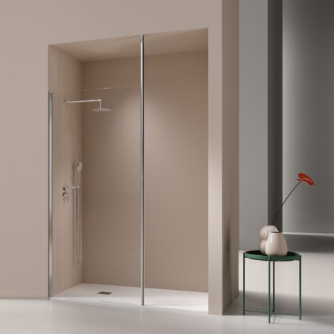Paroi de douche fixe FRESH LEVANTE profil chromé 80 cm Sans sérigraphie (1/5)