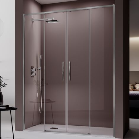 Barre de seuil pour porte de douche aluminium brillant 120 cm