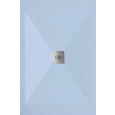 Receveur de douche 90x210 cm extra plat DEXA en résine surface ardoisée gris cendre Grille inox (1/5)