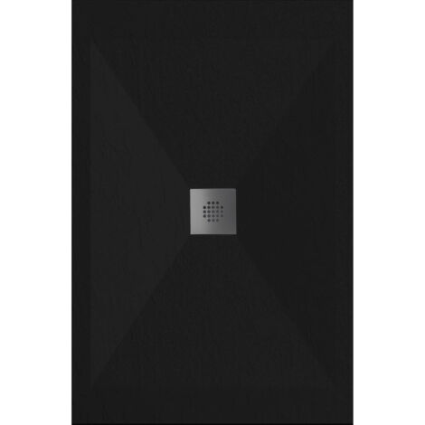 Receveur de douche 70x170 cm extra plat DEXA en résine surface ardoisée noir Grille inox (1/5)