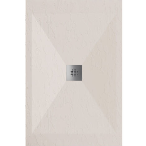 Receveur de douche 70x110 cm extra plat DEXA en résine surface ardoisée beige Grille inox (1/5)