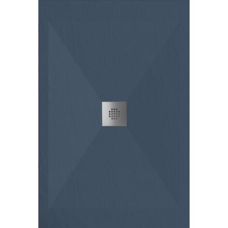 Receveur de douche 90x120 cm extra plat DEXA en résine surface ardoisée anthracite Grille inox (1/5)