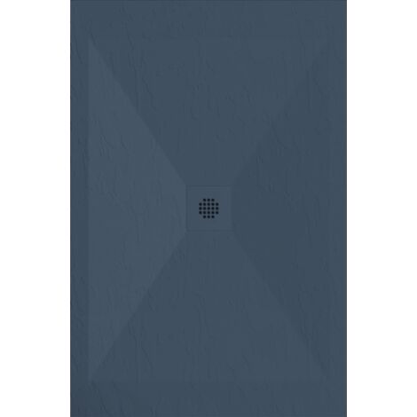 Receveur de douche 80x170 cm extra plat DEXA en résine surface ardoisée anthracite Grille anthracite (1/5)