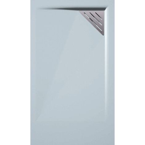 Receveur de douche 70x100 cm extra plat TRINITY gris cendre en résine minérale grille à Droite (1/5)