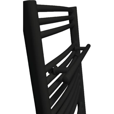 Stano. – Porte-serviette noir mat pour sèche-serviette – Acier anticorrosion – Tube rond horizontal L 40 cm x H 1,9 cm x P 6,8 cm – Installation facile