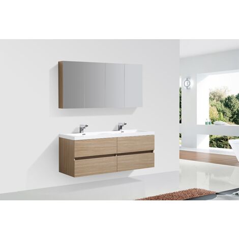 Meuble salle de bain design simple vasque SIENA largeur 80 cm, chêne c – Le  Monde du Bain