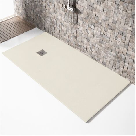 Receveur de douche 80x150cm extra plat MADISON en résine surface ardoisée sable (1/6)