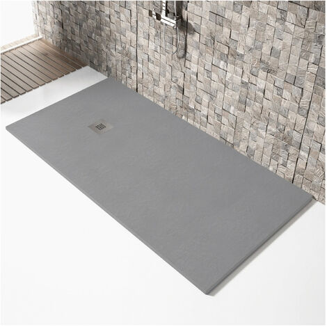 Receveur de douche 90x180cm extra plat MADISON en résine surface ardoisée béton (1/5)