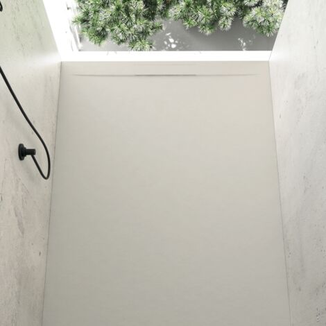 Receveur de douche 70 x 120 cm extra plat COVER en résine surface ardoisée sable