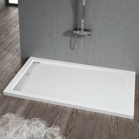 Receveur de douche 70 x 190 cm extra plat ELITE en résine surface ardoisée blanc