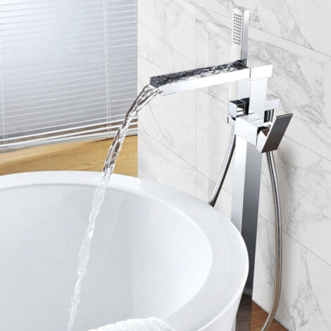 Stano. – Robinet mitigeur baignoire cascade sur pied – Finition métal chromée – Poignée en alliage de zinc – Consommation 14,6 L/min (1/5)
