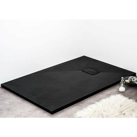 Receveur de douche 90 x 120 cm extra plat PIATTO en SoliCast® surface ardoisée noir