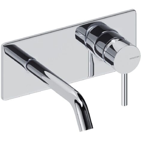Robinet mitigeur mural avec plaque LOOP 14 cm Chrome (1/5)