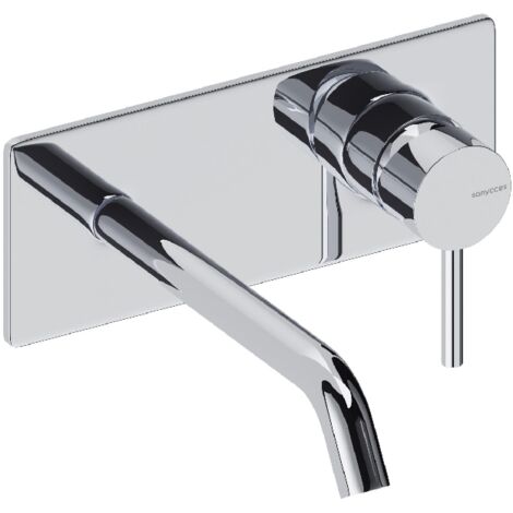 Robinet mitigeur mural avec plaque LOOP 18 cm Chrome (1/5)