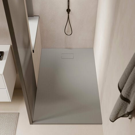Receveur de douche 90 x 160 cm extra plat PIATTO en SoliCast® surface ardoisée gris