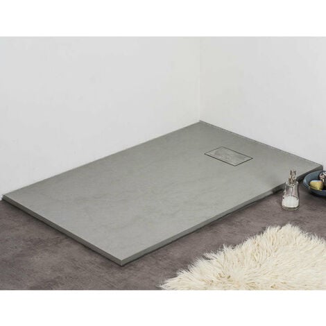 Receveur de douche 90 x 160 cm extra plat PIATTO en SoliCast® surface ardoisée gris