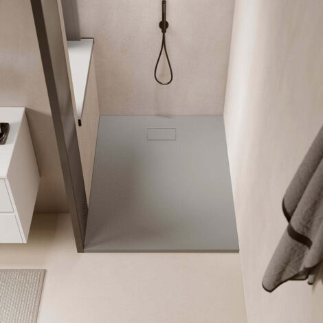 Receveur de douche 80 x 180 cm extra plat PIATTO en SoliCast® surface ardoisée gris