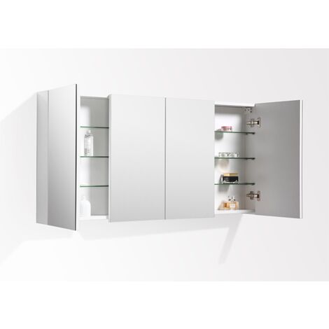 Armoire De Toilette Bloc Miroir Siena Largeur 144 Cm Blanc Laque Blanc A 1440 Mir Hgwhite