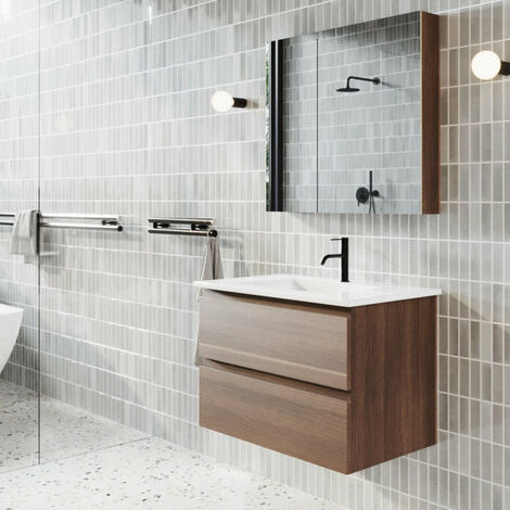 Meuble salle de bain design simple vasque MESSINA largeur 80 cm noyer