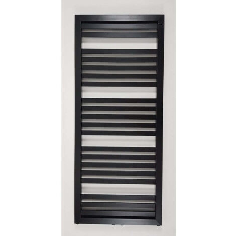 Radiateur sèche-serviettes eau chaude design KLEA 128 x 54 cm noir mat (1/5)
