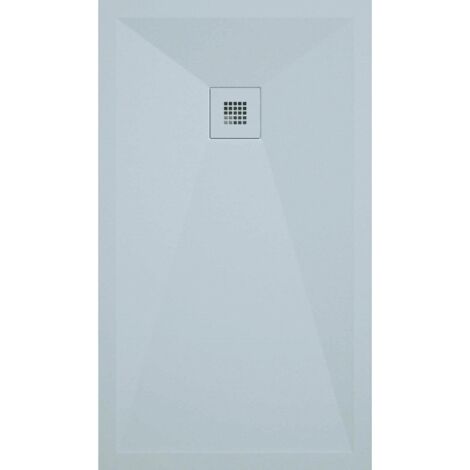 Receveur de douche 90x170 cm extra plat ONDA en résine surface ardoisée gris cendre Grille grise cendre (1/5)