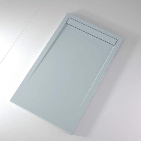 Receveur de douche 90x180 cm extra plat CLEVER en résine surface ardoisée gris cendre (1/5)