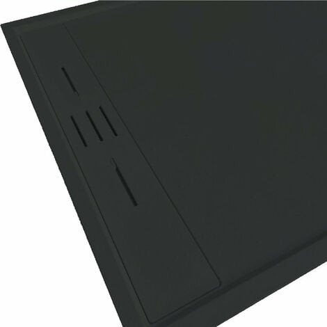 Receveur de douche 90 x 160 cm extra plat SALVI en SoliCast® surface ardoisée noir