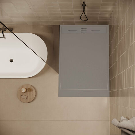 Stano. – Receveur de douche extra plat 90 x 120 cm – SoliCast® gris ardoisé – Antidérapant classe C – Installation facile (1/5)