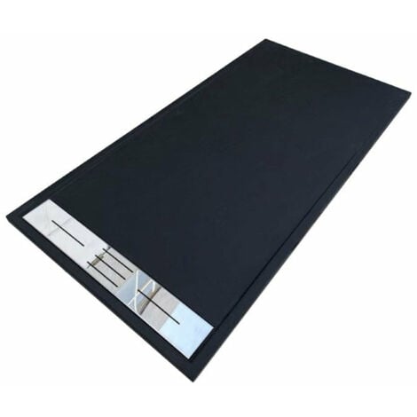 Receveur de douche 80 x 100 cm extra plat LUCIA en SoliCast® surface ardoisée noir