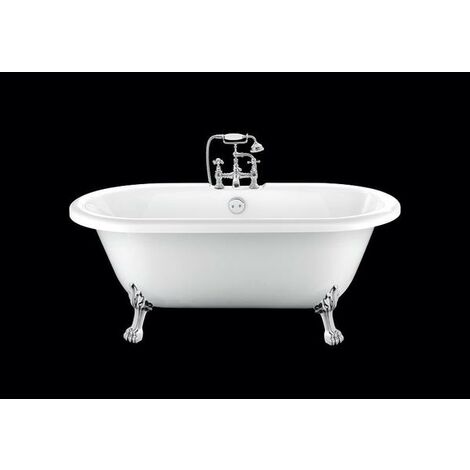Baignoire ancienne sur pieds CHELSEA Blanche 154 cm Pieds de Lion Chromés