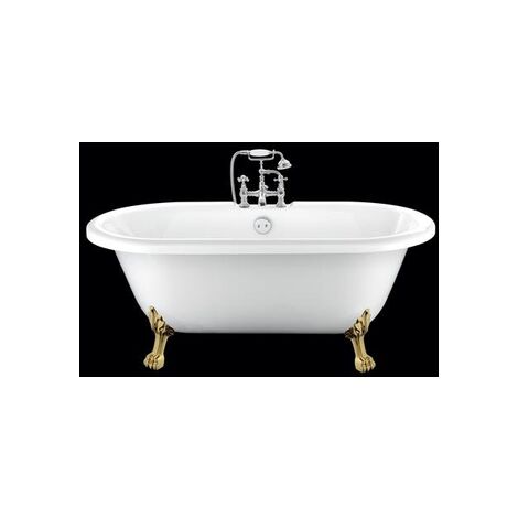 Rogier&Mothes – Baignoire îlot rétro sur pieds de lion dorés – Résicryl® blanc 154 cm – Renforcement fibre de verre – Rebord 85 mm (1/5)