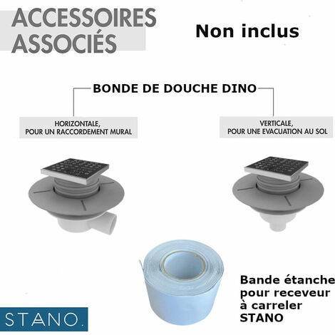 Receveur de douche à carreler 90 x 185 cm avec natte étanche DINO 4 pentes