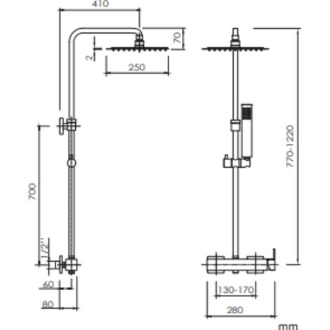 Sanycces – Colonne de douche thermostatique noire mat – Tête de douche 30 cm en acier inoxydable – Mélangeur thermostatique VERNET® – Flexible 150 cm PVC (1/4)